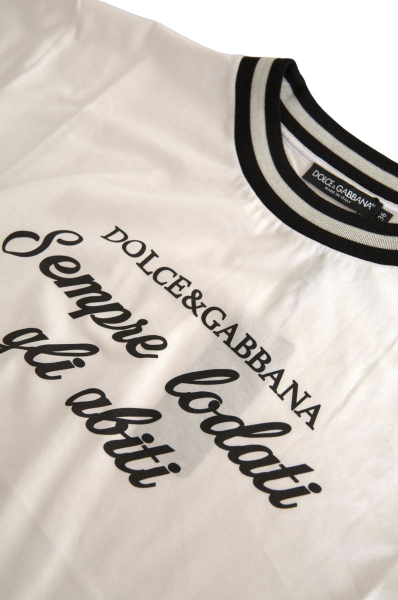 Dolce & Gabbana Elegant White Cotton Crew Neck Tee