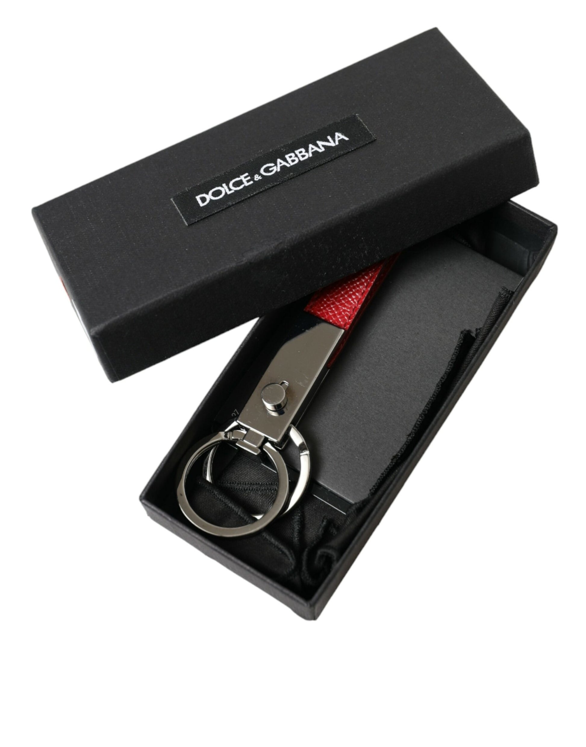 Dolce & Gabbana Elegant Red Leather Trifold Key Holder Case