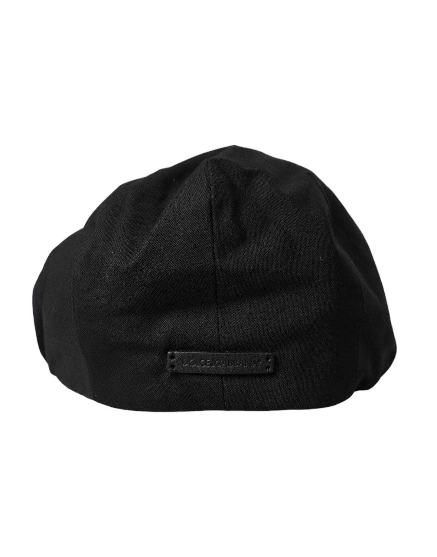 Dolce & Gabbana Black Cotton Blend Logo Newsboy Hat Men