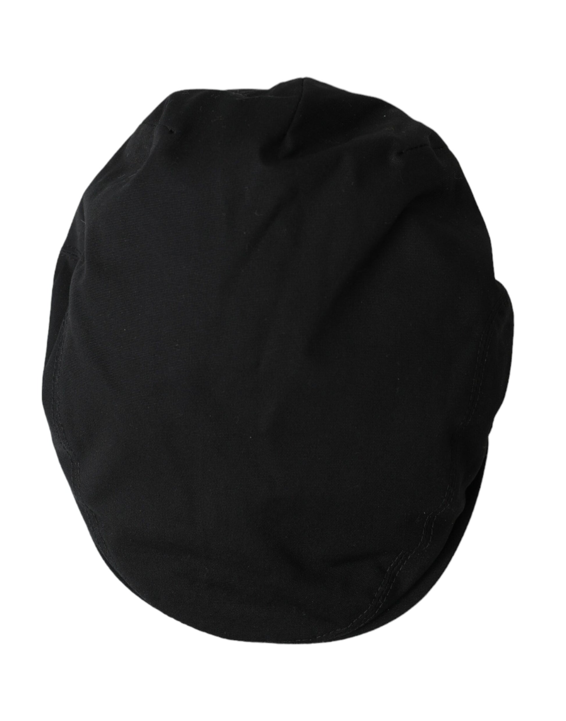 Dolce & Gabbana Black Cotton Blend Logo Newsboy Hat Men