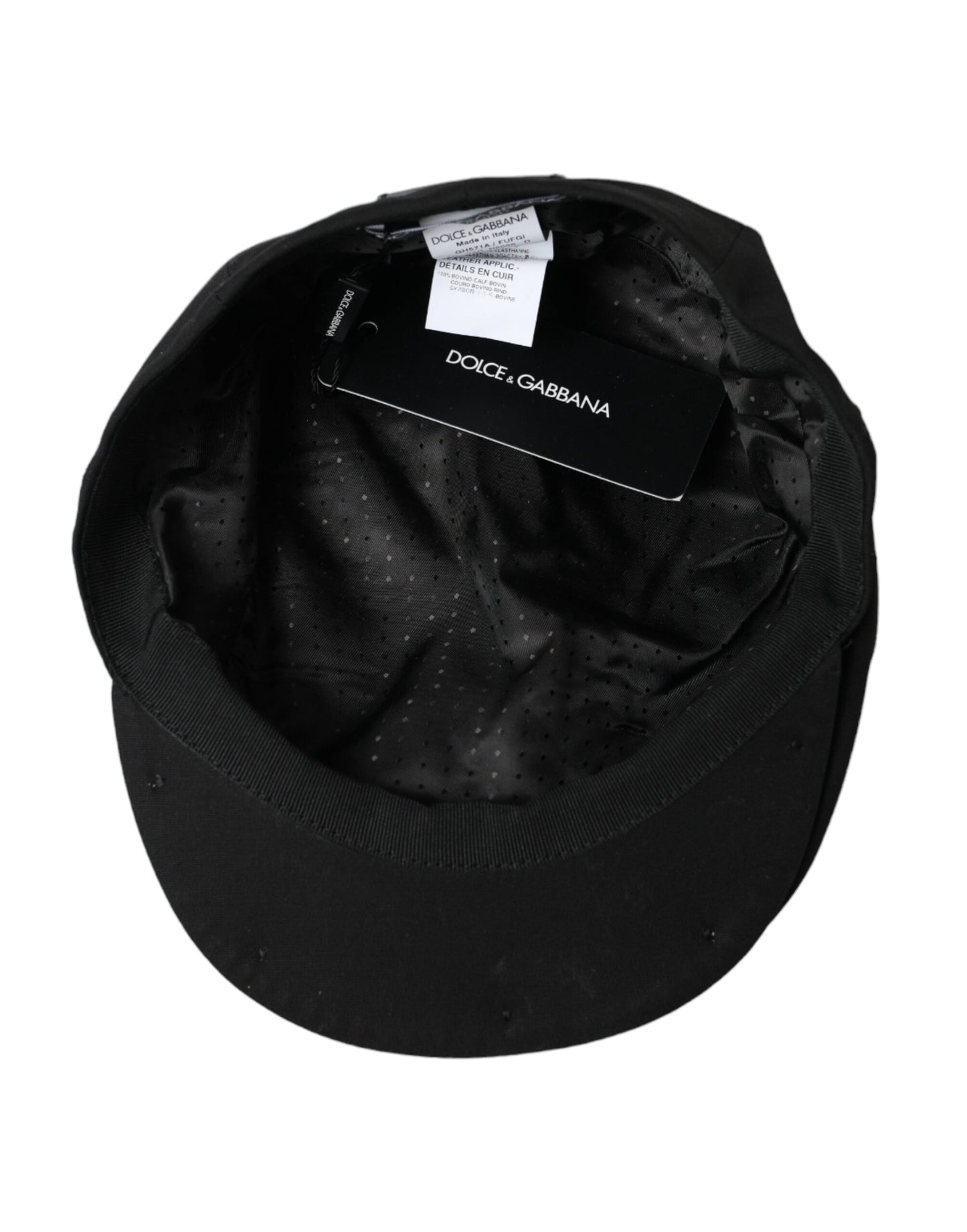 Dolce & Gabbana Black Cotton Blend Logo Newsboy Hat Men