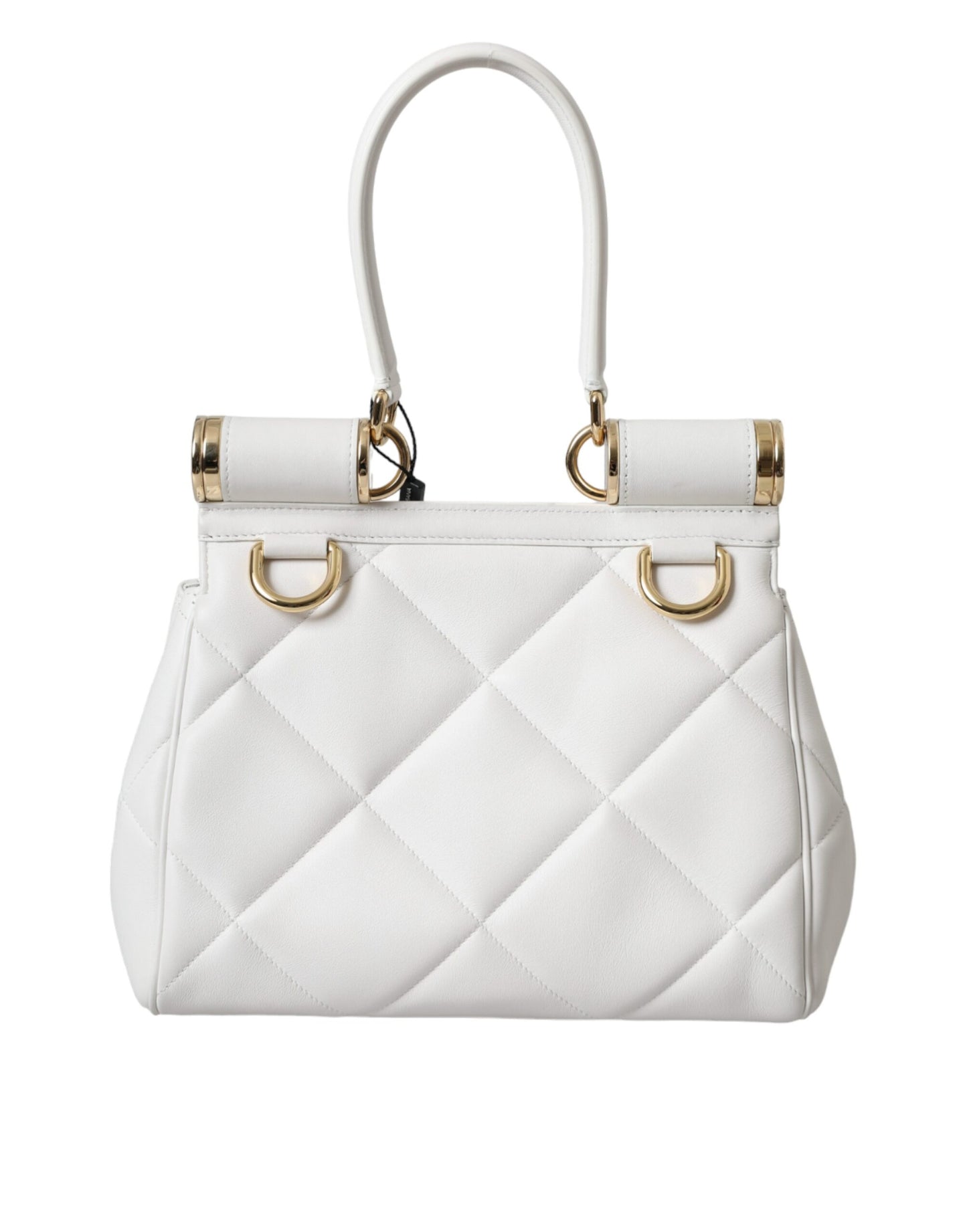 Dolce & Gabbana White Calf Leather 90's SICILY Shoulder Satchel Bag