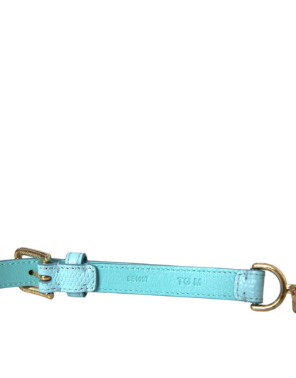 Dolce & Gabbana Light Blue Leather Crystal Chain Waist Belt