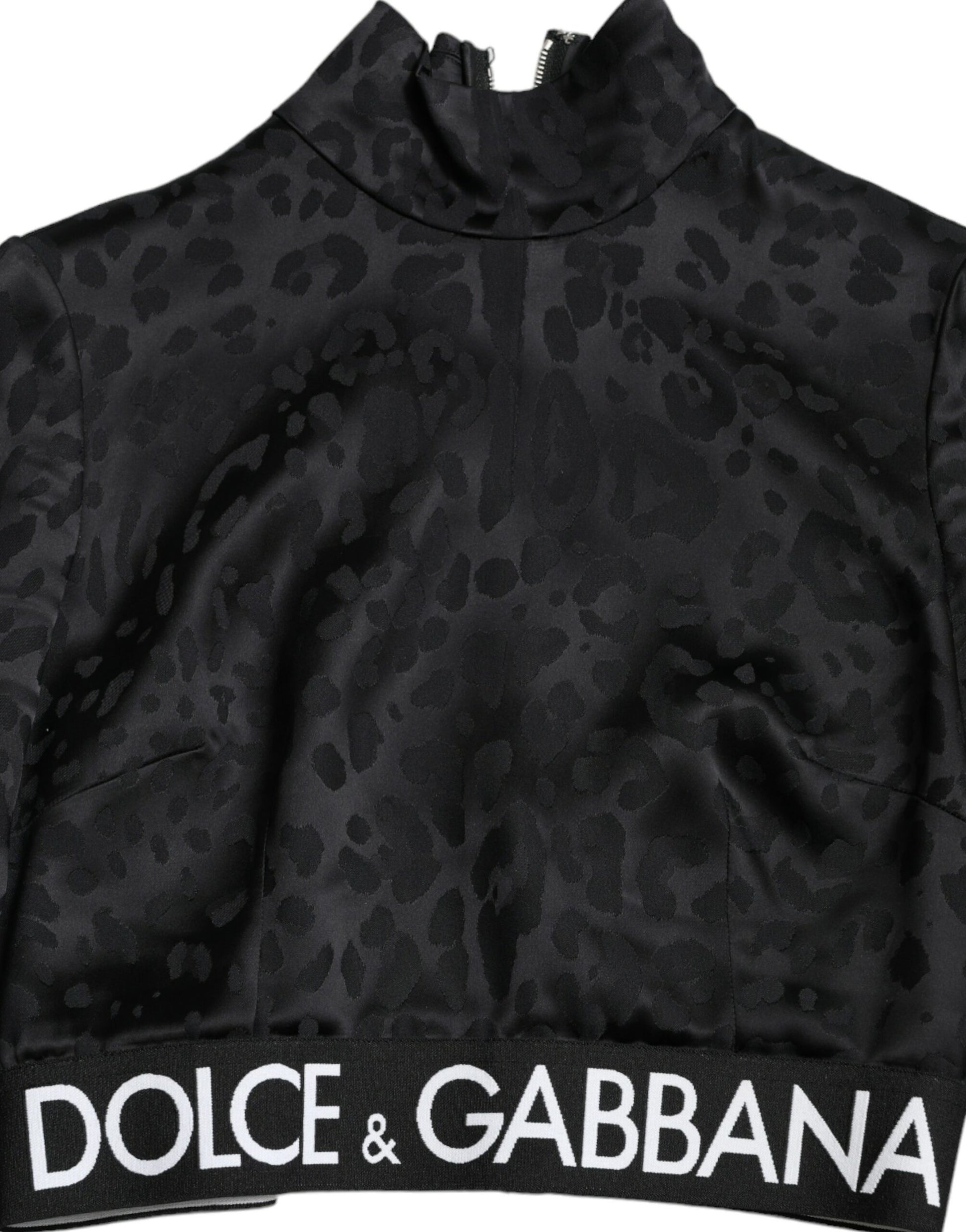 Dolce & Gabbana Elegant Black Cropped Top with Zip Closure