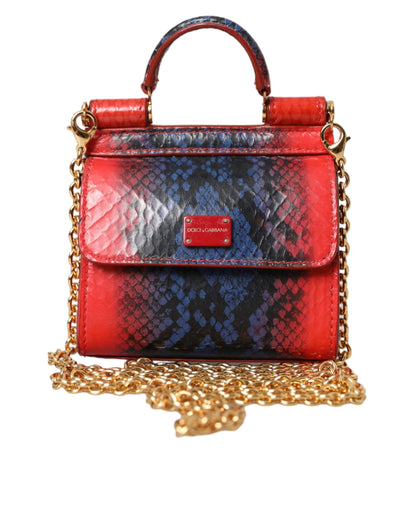 Dolce & Gabbana Red Blue Exotic Leather SICILY Microbag Crossbody Bag