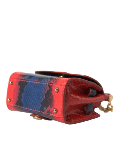 Dolce & Gabbana Red Blue Exotic Leather SICILY Microbag Crossbody Bag