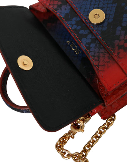 Dolce & Gabbana Red Blue Exotic Leather SICILY Microbag Crossbody Bag