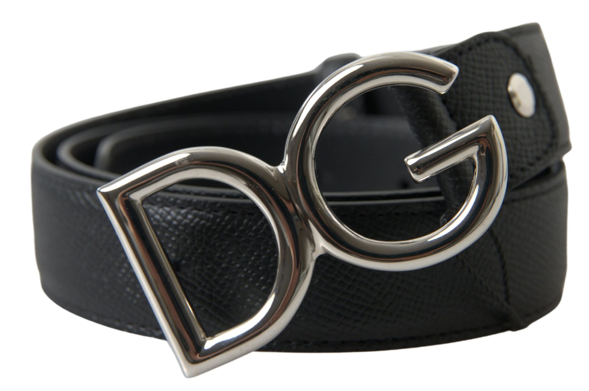 Dolce & Gabbana Elegant Black Leather Belt with Metal Buckle