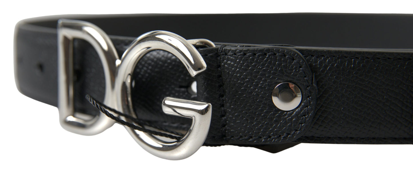 Dolce & Gabbana Elegant Black Leather Belt with Metal Buckle