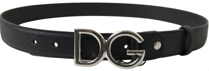 Dolce & Gabbana Elegant Black Leather Belt with Metal Buckle