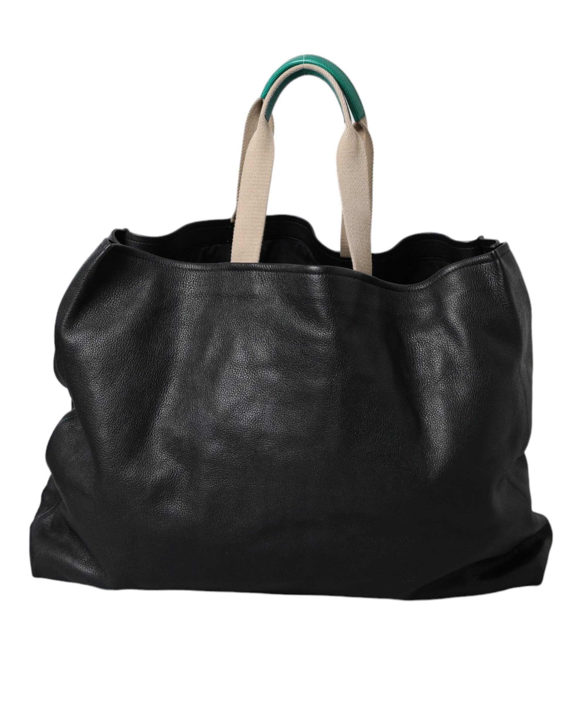 Dolce & Gabbana Black Leather #DGFamily Patch Shopping Tote Bag