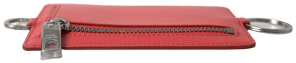 Dolce & Gabbana Elegant Red Leather Lanyard Card Holder