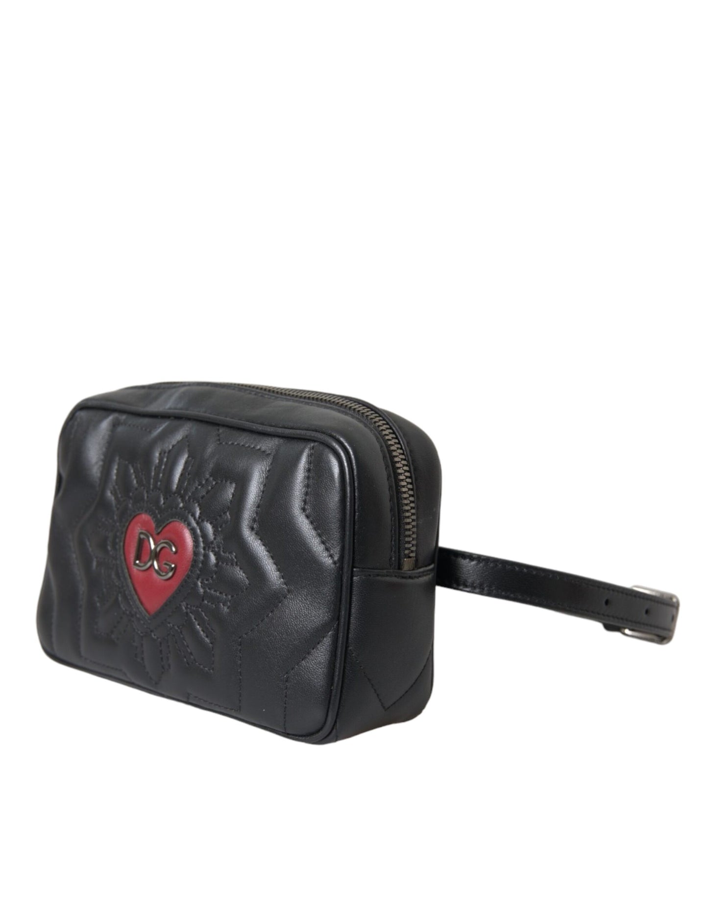 Dolce & Gabbana Black Leather Marsupio Quilting Love Belt Fanny Pack Bag