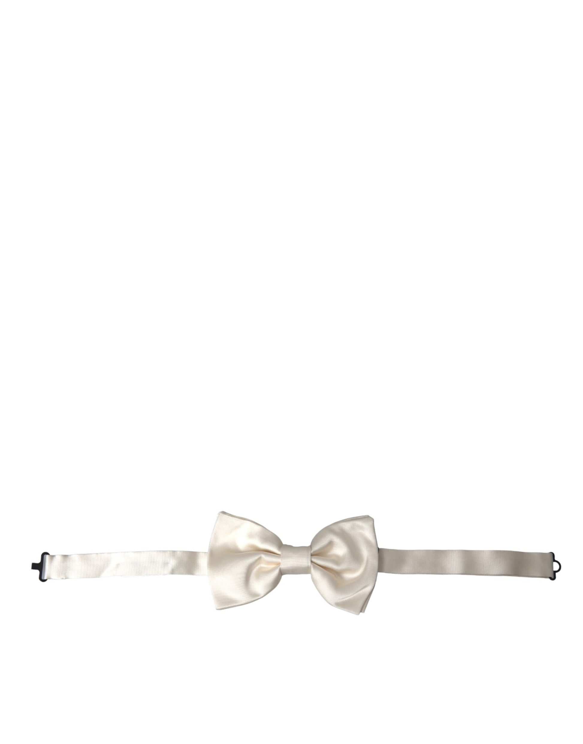 Dolce & Gabbana Off White Silk Adjustable Neck Men Bow Tie