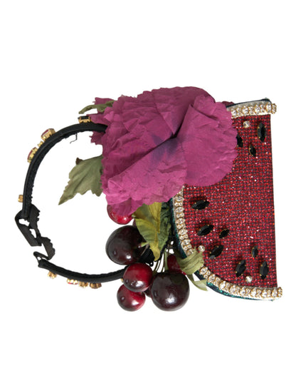 Dolce & Gabbana Red Watermelon Cherry Crystal Hairband Statement Diadem