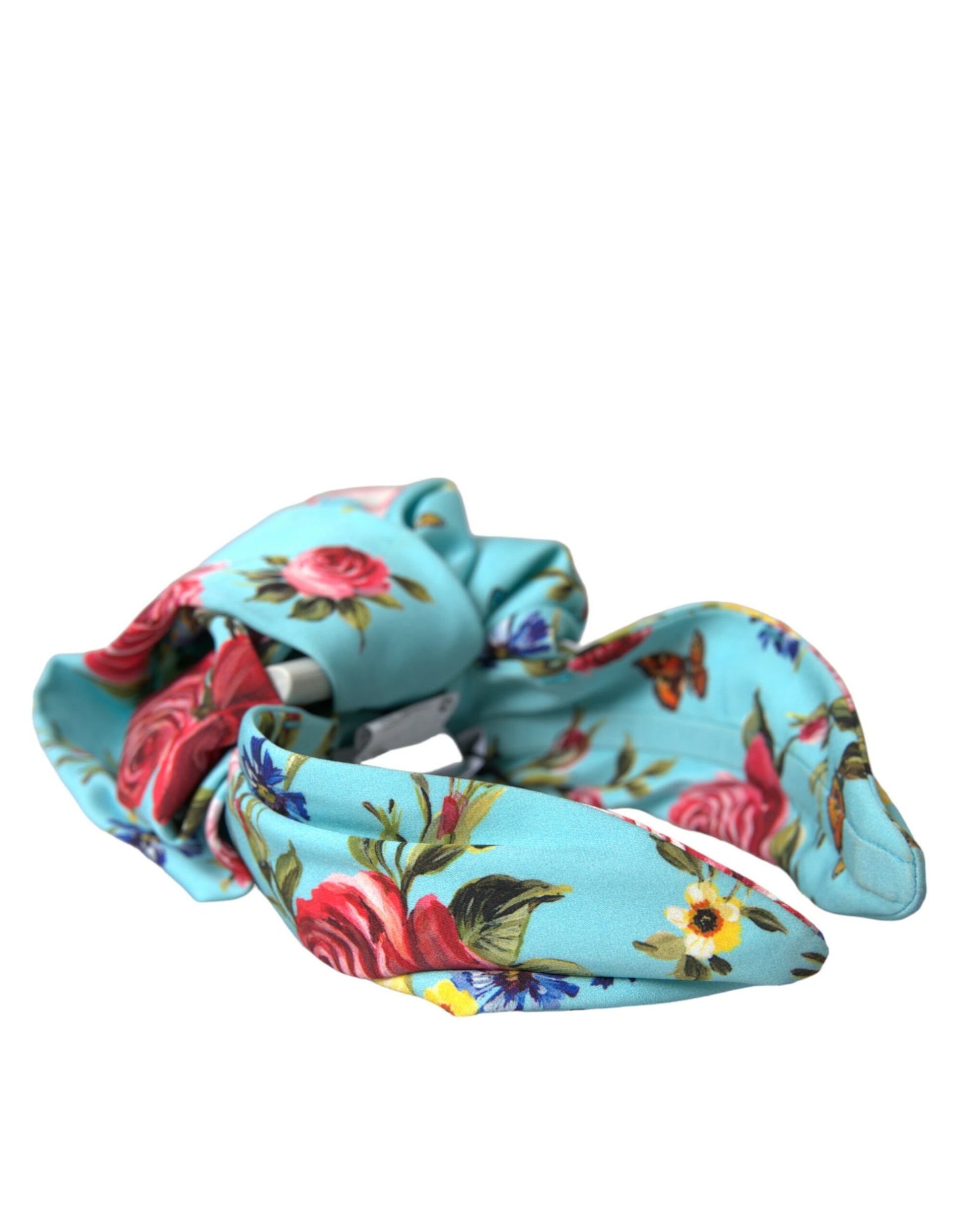 Dolce & Gabbana Turquoise Floral Applique Silk Women Headband Diadem