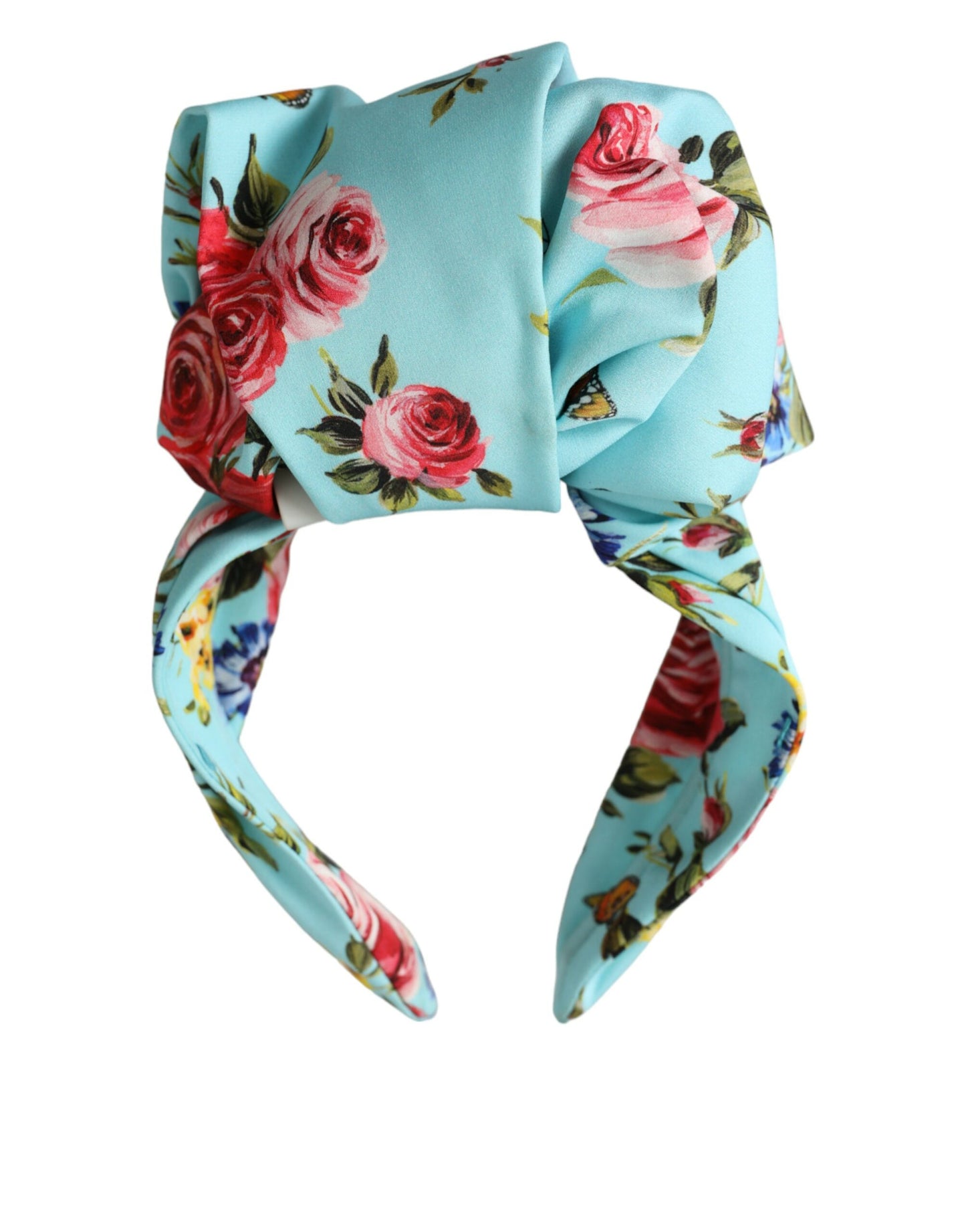 Dolce & Gabbana Turquoise Floral Applique Silk Women Headband Diadem