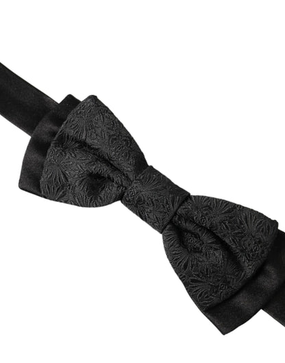 Dolce & Gabbana Black Brocade Silk Adjustable Neck Men Bow Tie