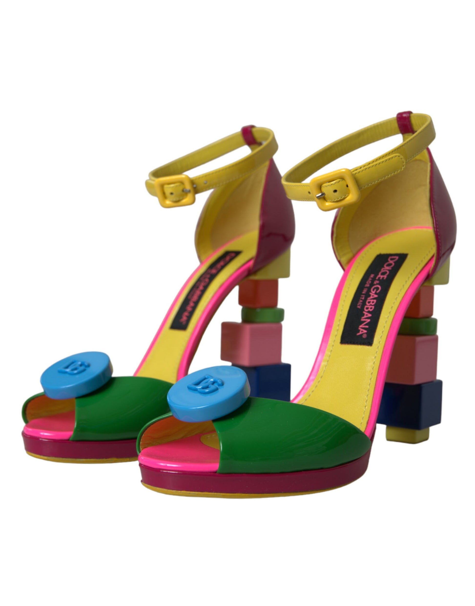 Dolce & Gabbana Multicolor Leather Heels Sandals Shoes