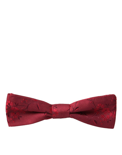 Dolce & Gabbana Red Brocade Silk Adjustable Neck Men Bow Tie