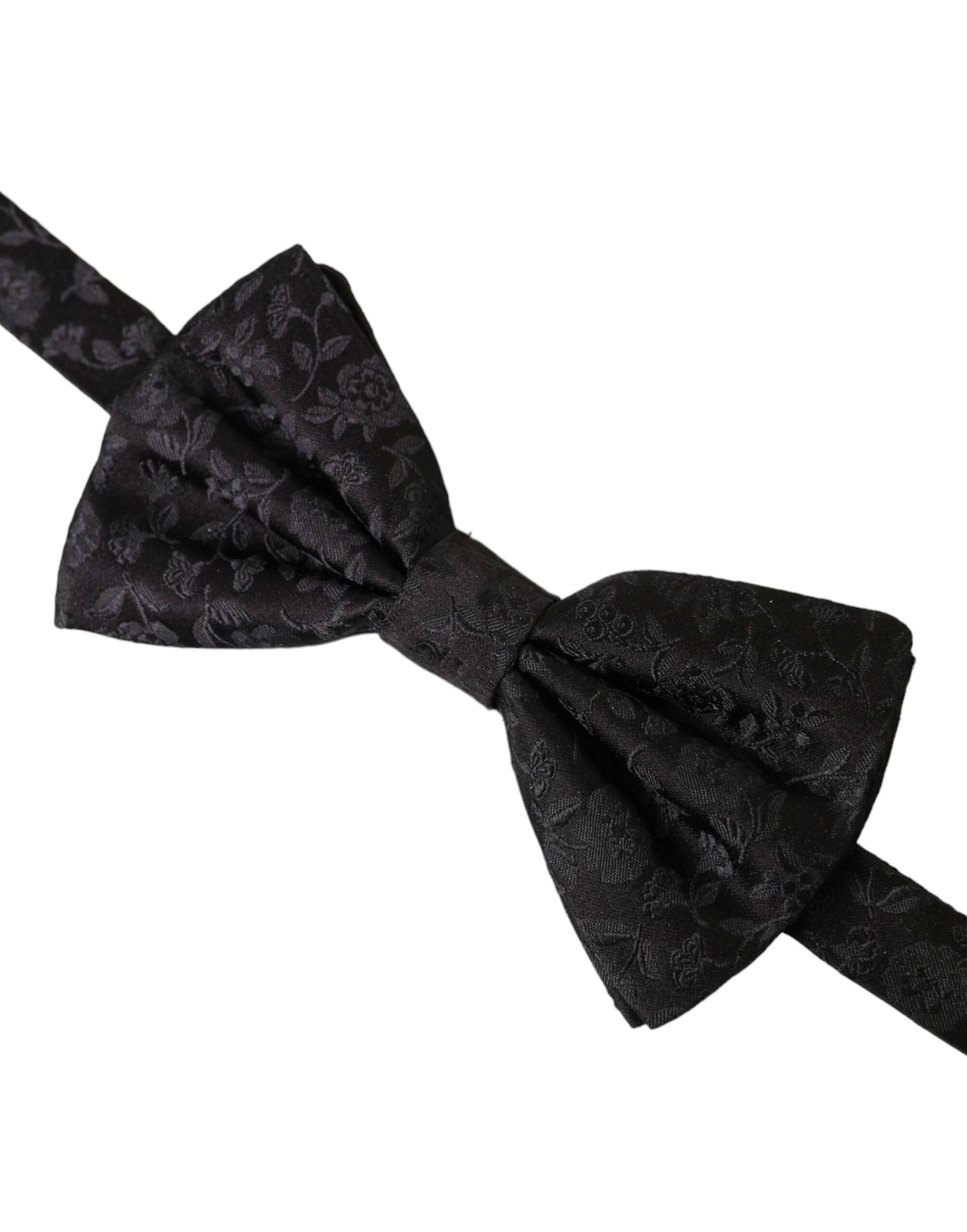 Dolce & Gabbana Black Brocade Silk Adjustable Neck Men Bow Tie