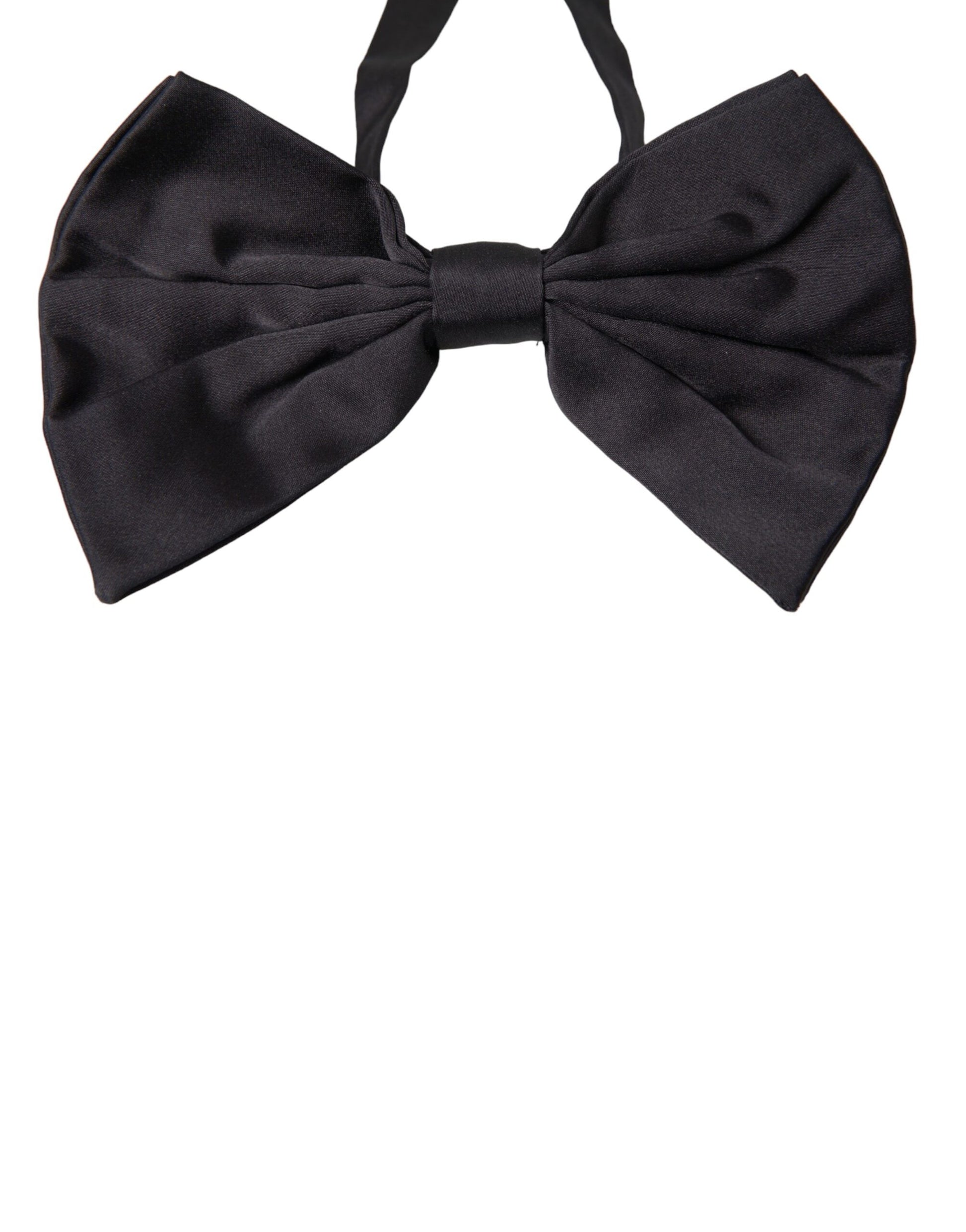 Dolce & Gabbana Black Satin Silk Adjustable Neck Men Bow Tie