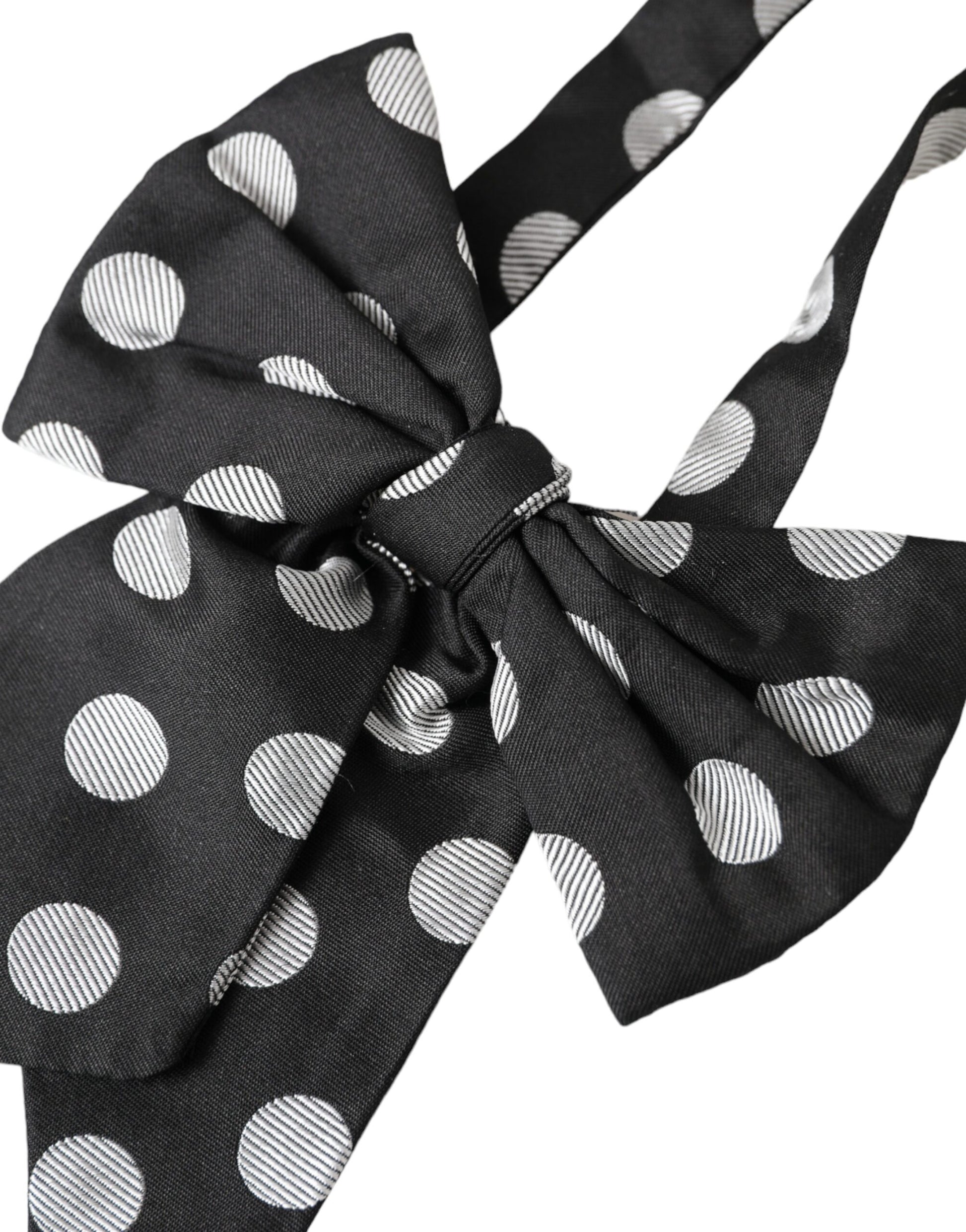 Dolce & Gabbana Black Polka Dots Ribbon Adjustable Neck Bow Tie