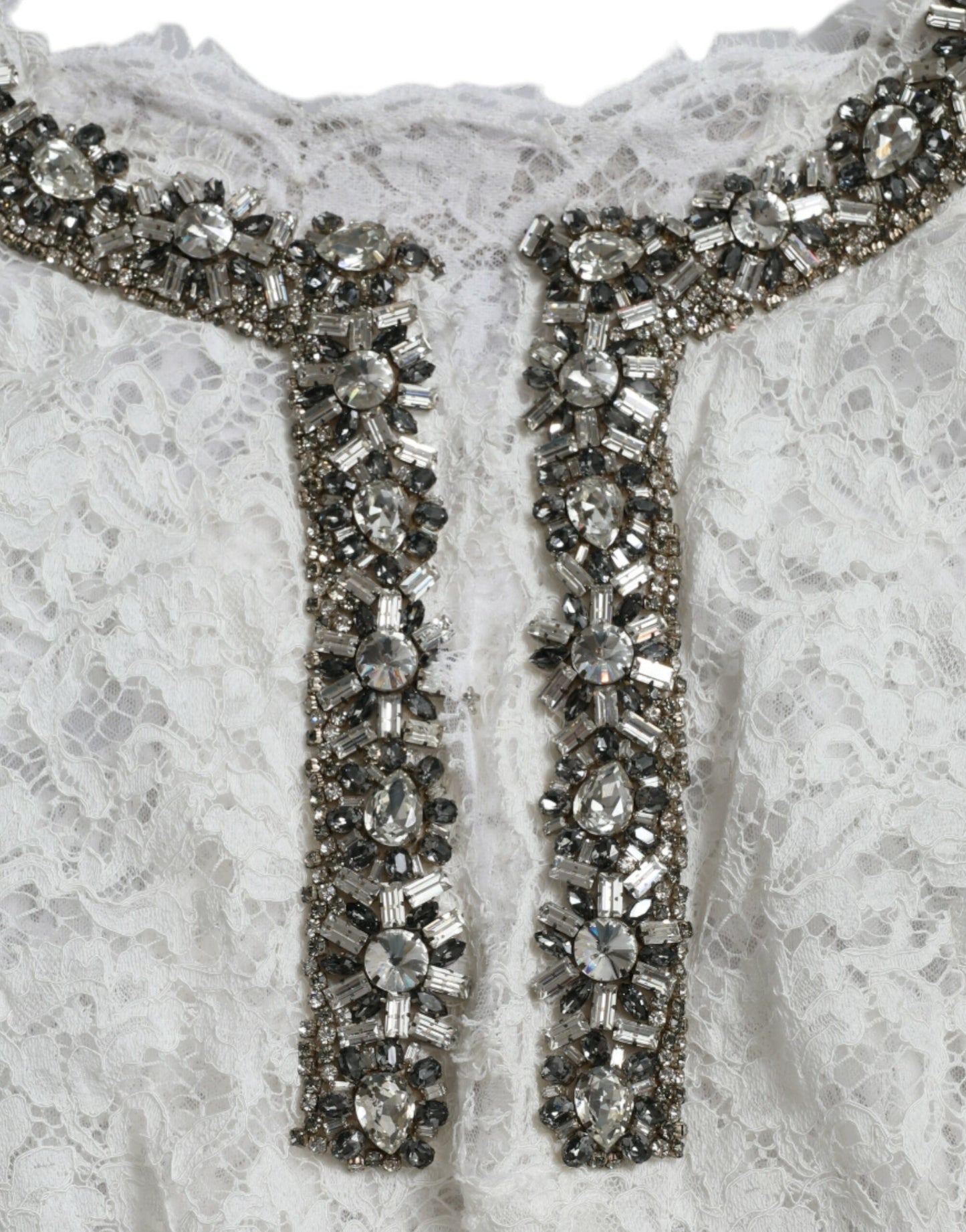 Dolce & Gabbana Elegant White Shift Dress with Crystal Embellishment