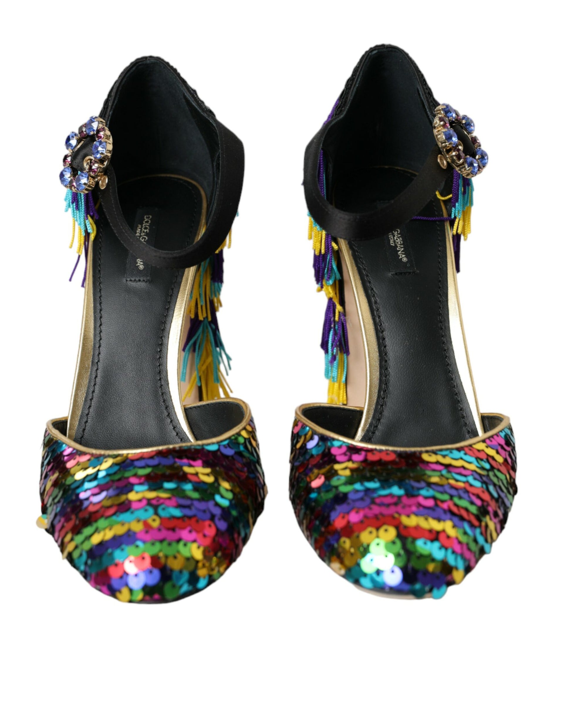 Dolce & Gabbana Multicolor Sequin Crystal Mary Jane Shoes