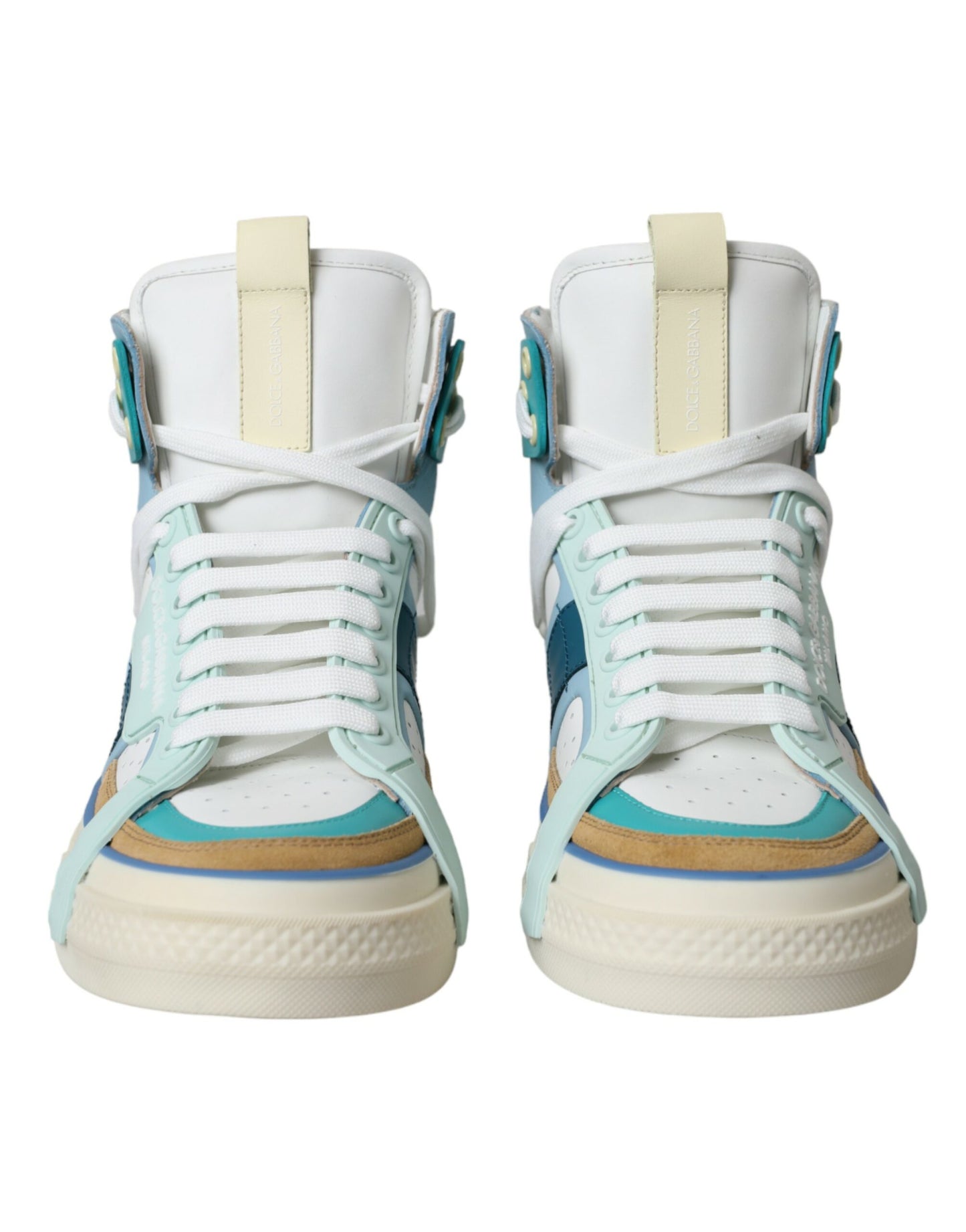 Dolce & Gabbana Multicolor Colorblock Leather High Top Sneakers Shoes