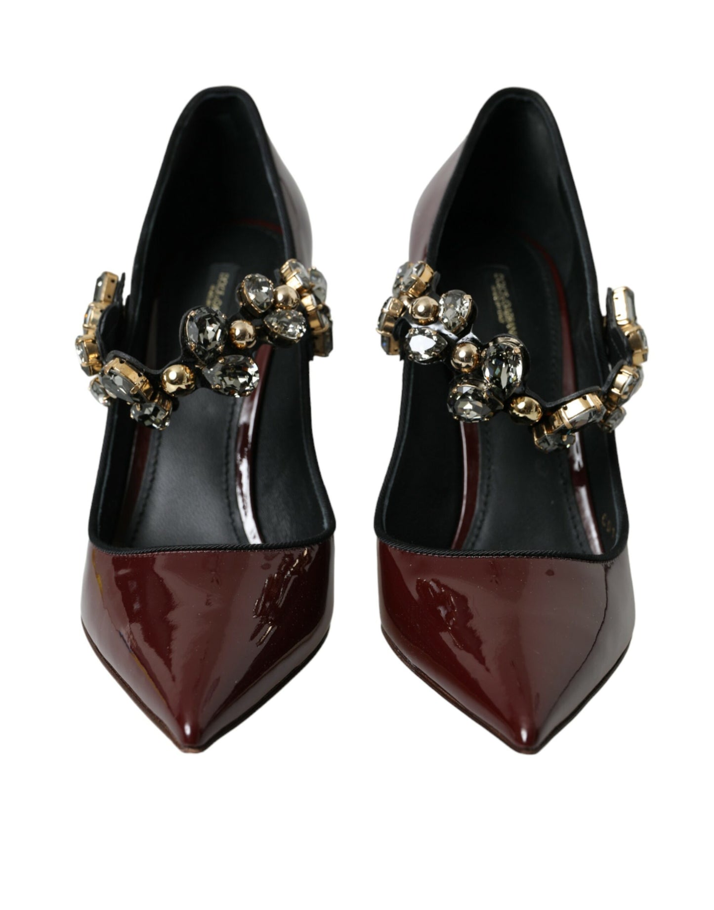 Dolce & Gabbana Bordeaux Leather Crystal Pumps Shoes