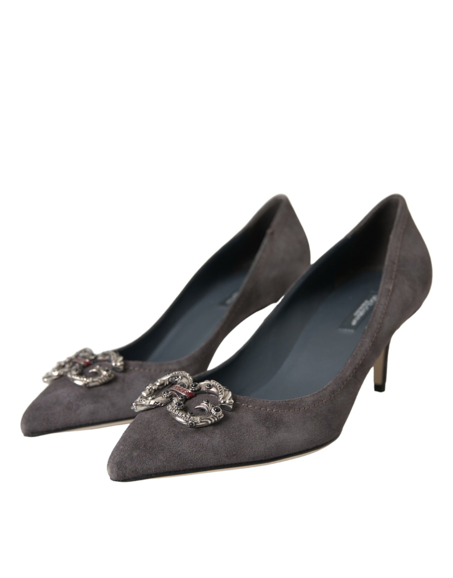 Dolce & Gabbana Gray Amore Suede Bellucci Heels Pumps Shoes