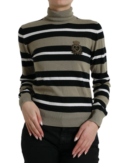 Dolce & Gabbana Elegant Striped Turtleneck Wool Sweater