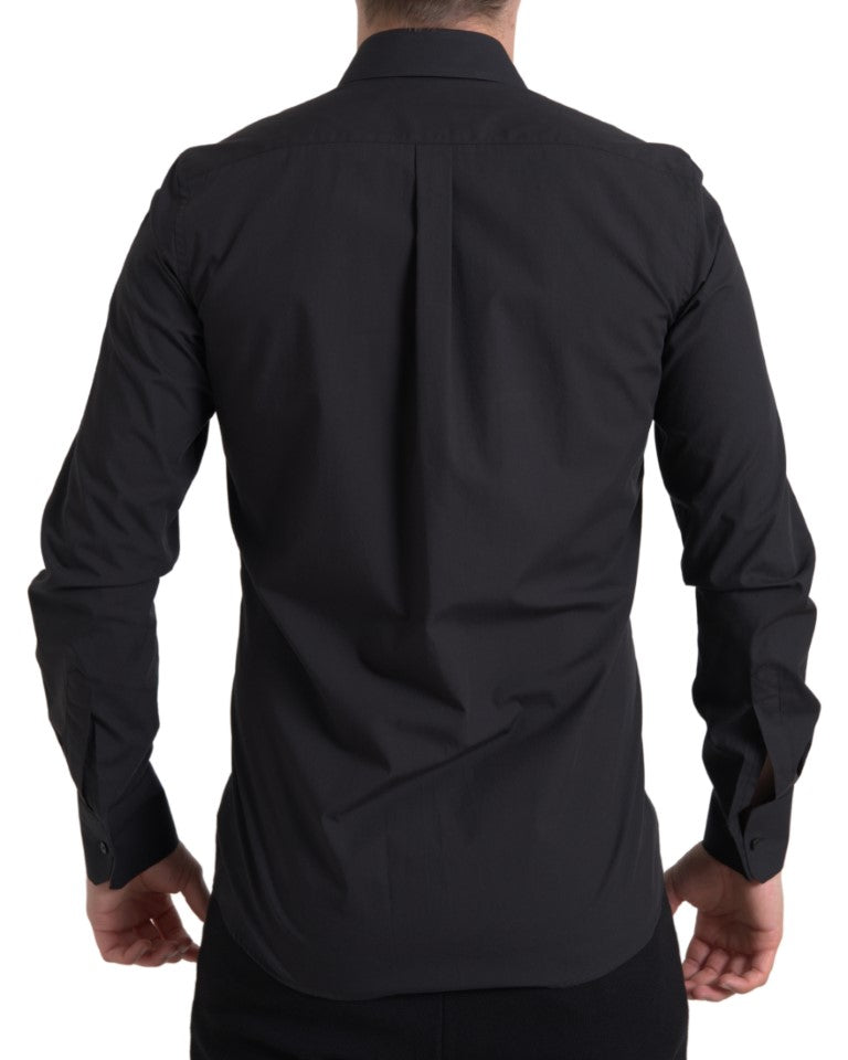 Dolce & Gabbana Elegant Slim Fit Black Cotton Dress Shirt