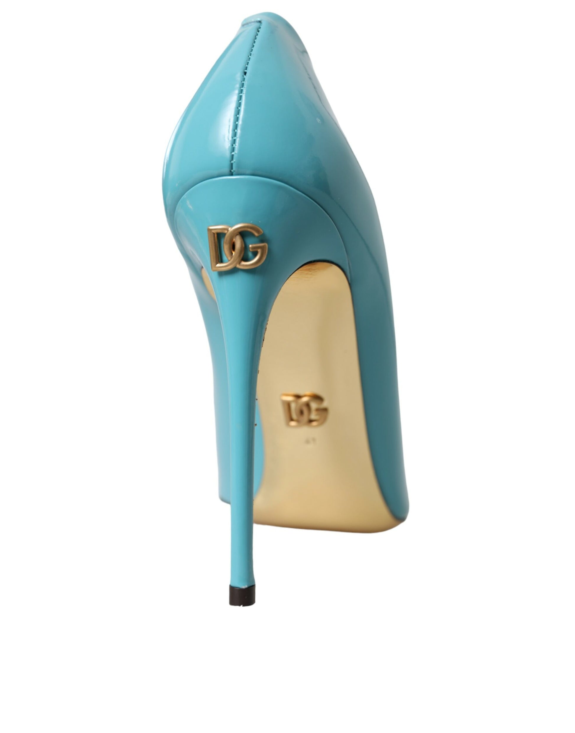 Dolce & Gabbana Blue Gold Leather Crystals Heels Pumps Shoes