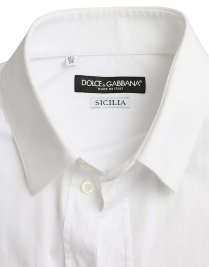 Dolce & Gabbana White Cotton Stretch Formal SICILIA Shirt