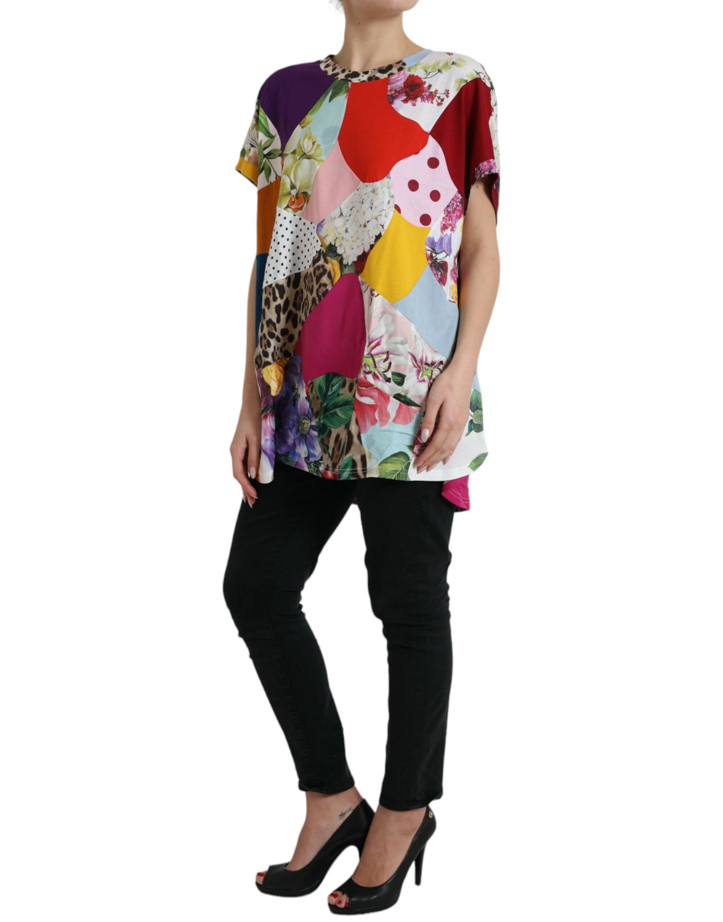 Dolce & Gabbana Multicolor Cotton Silk Patchwork Blouse