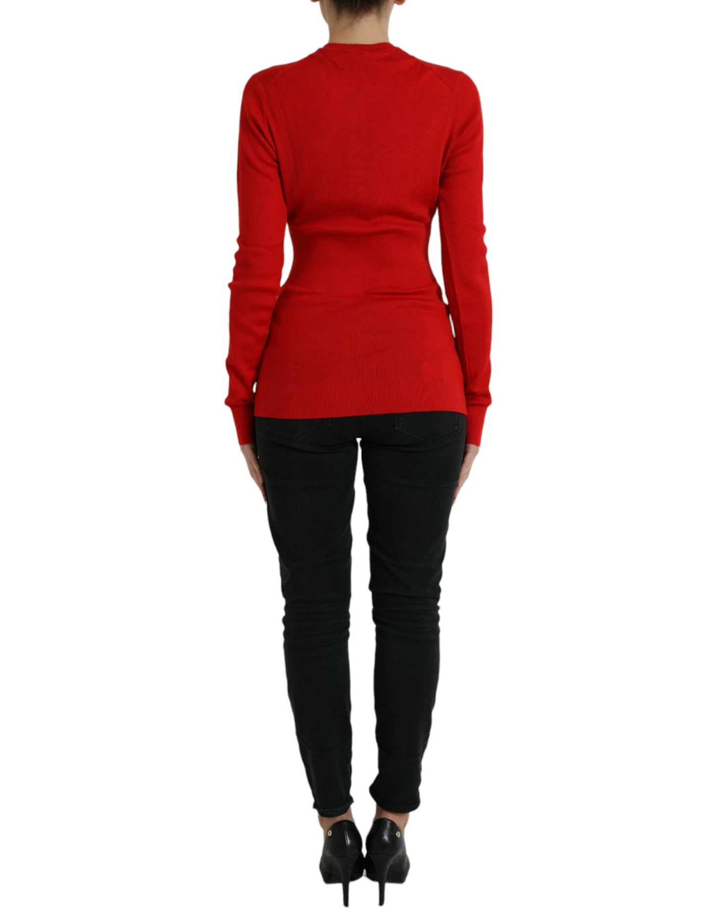 Dolce & Gabbana Elegant Red Cashmere-Silk Cardigan