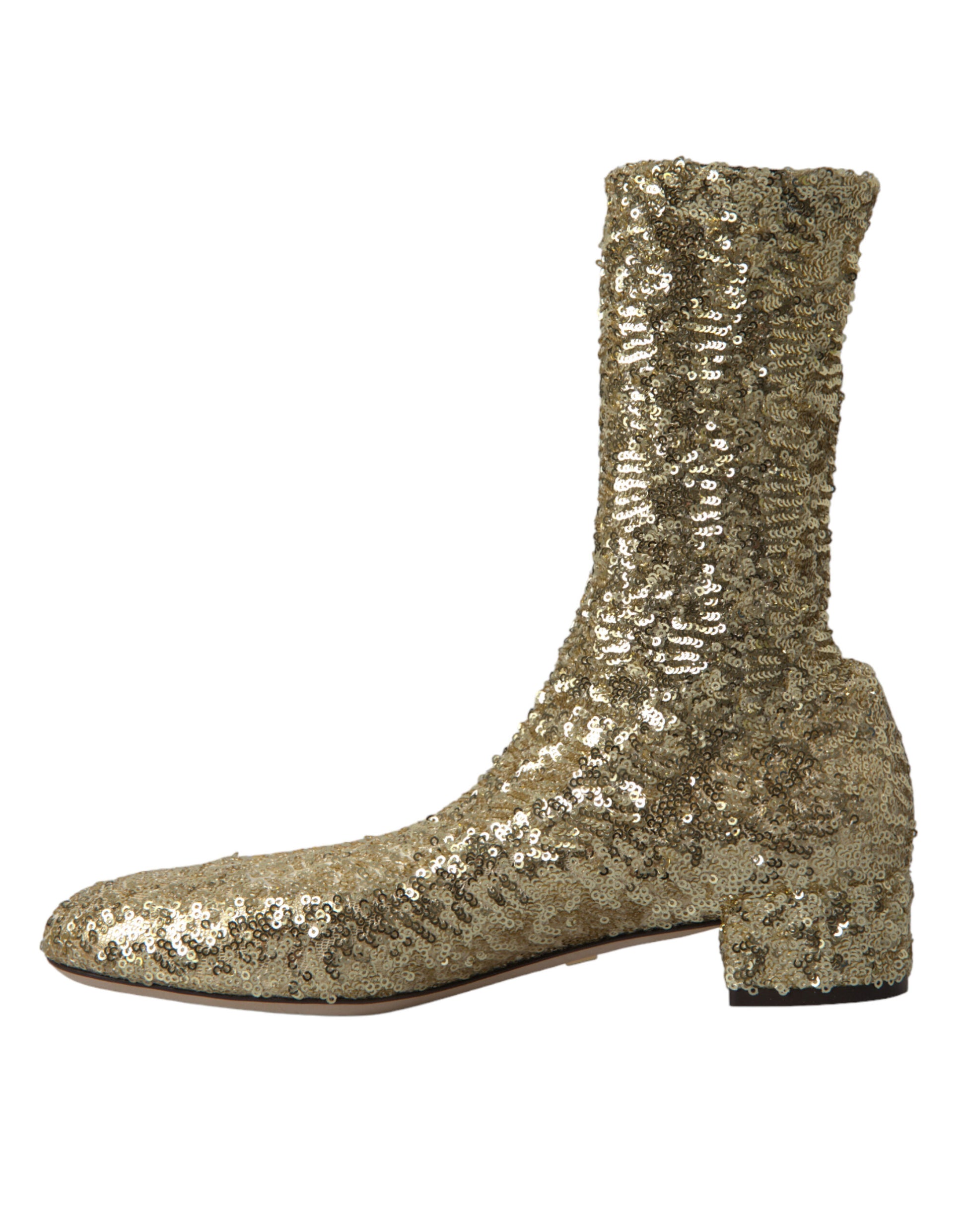 Dolce & Gabbana Elegant Mid Calf Gold Boots Exclusive Design