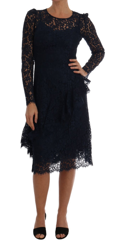 Dolce & Gabbana Elegant Floral Lace A-Line Dress