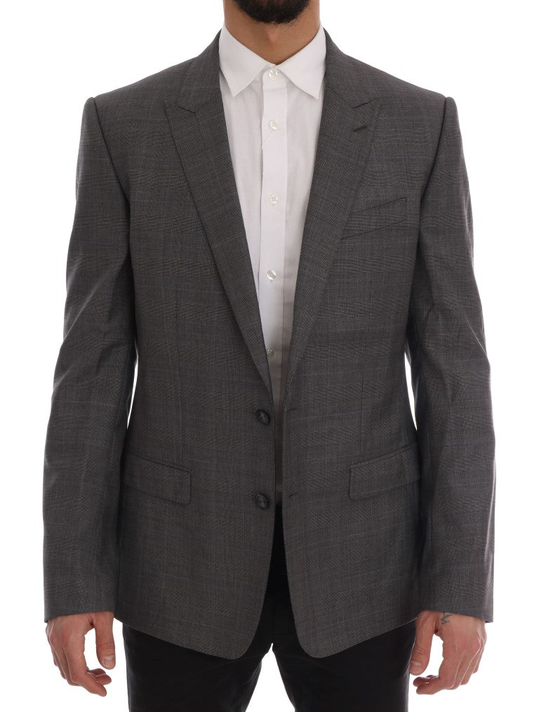 Dolce & Gabbana Sleek Gray Checkered Wool Blazer