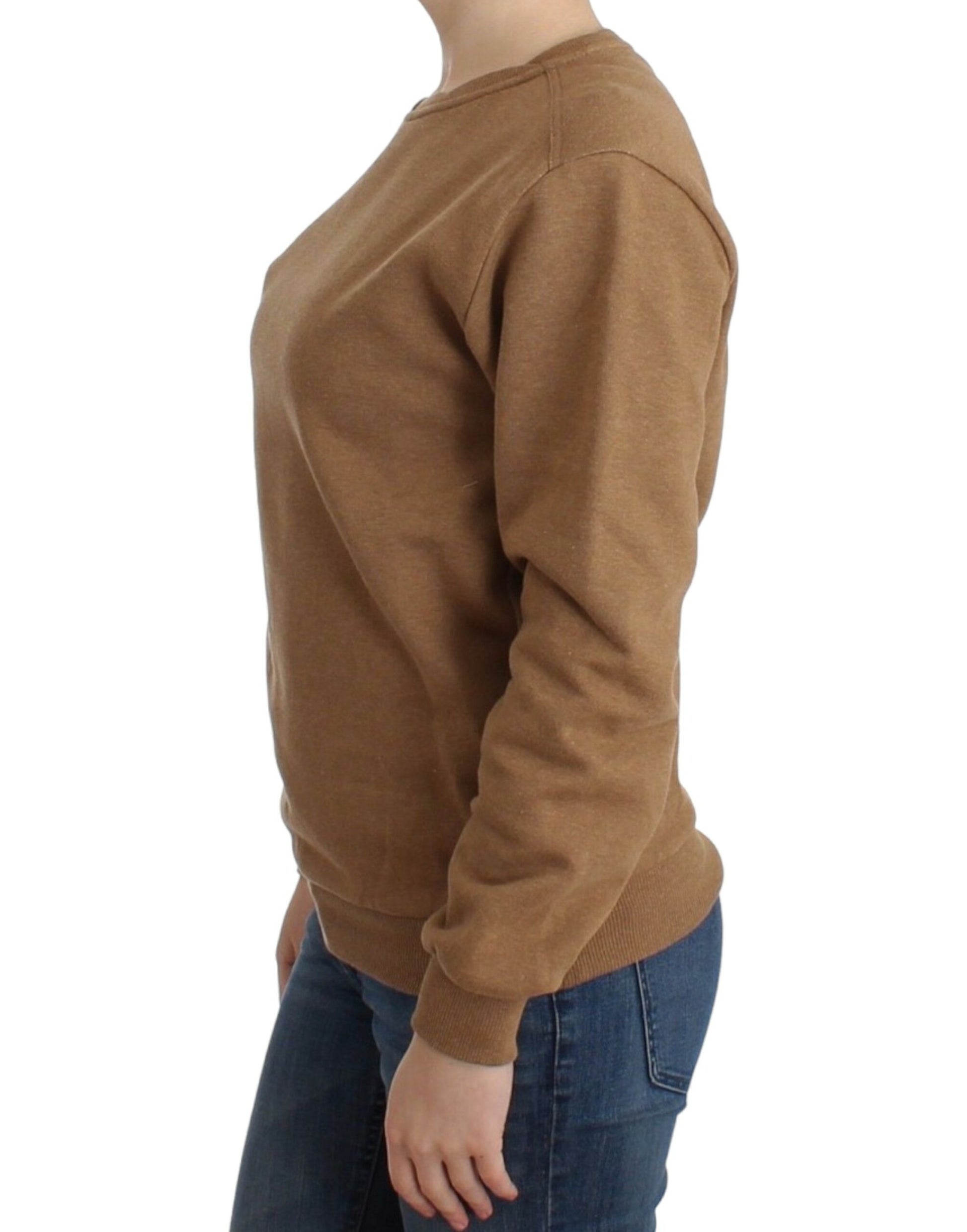 John Galliano Chic Brown Crewneck Cotton Sweater