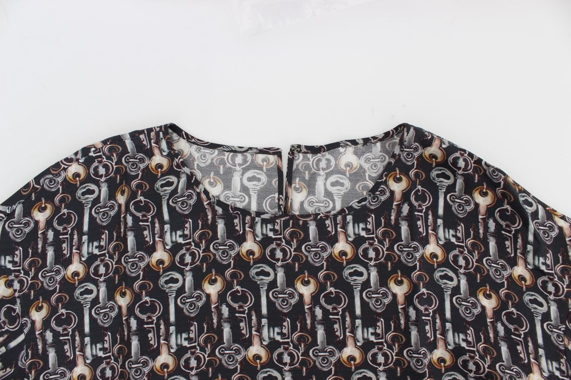 Dolce & Gabbana Enchanted Sicily Silk Blouse with Key Print