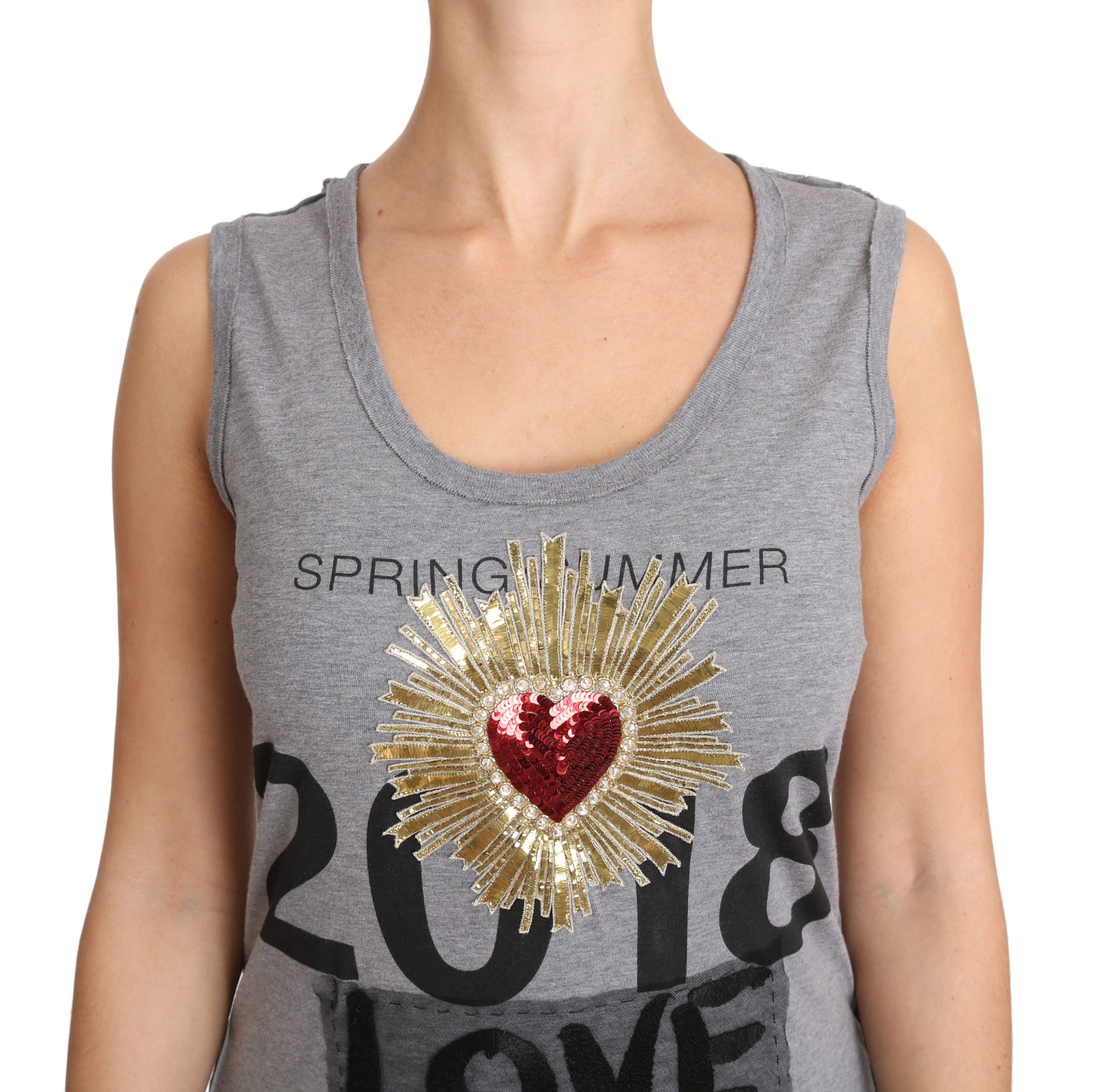 Dolce & Gabbana Sequined Heart Tank Top in Gray