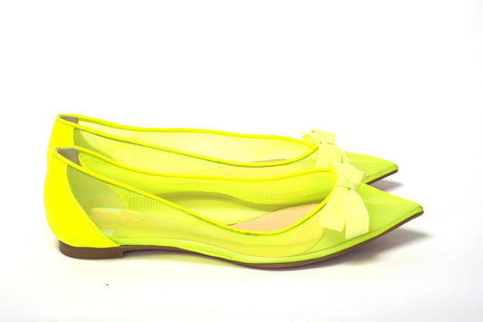 Christian Louboutin Fluro Yellow Flat Point Toe Shoe