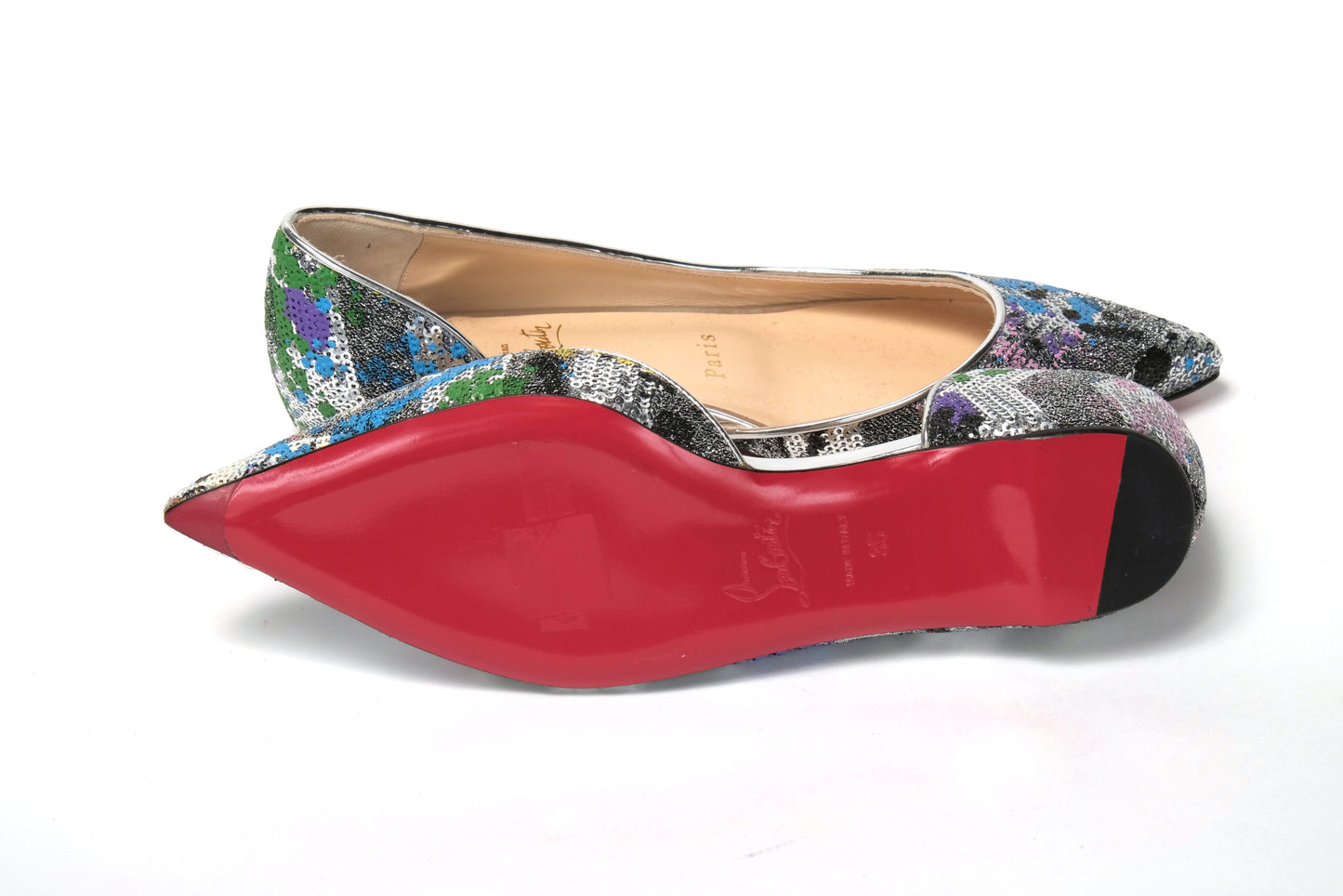 Christian Louboutin Multicolor Silver Flat Point Toe Shoe