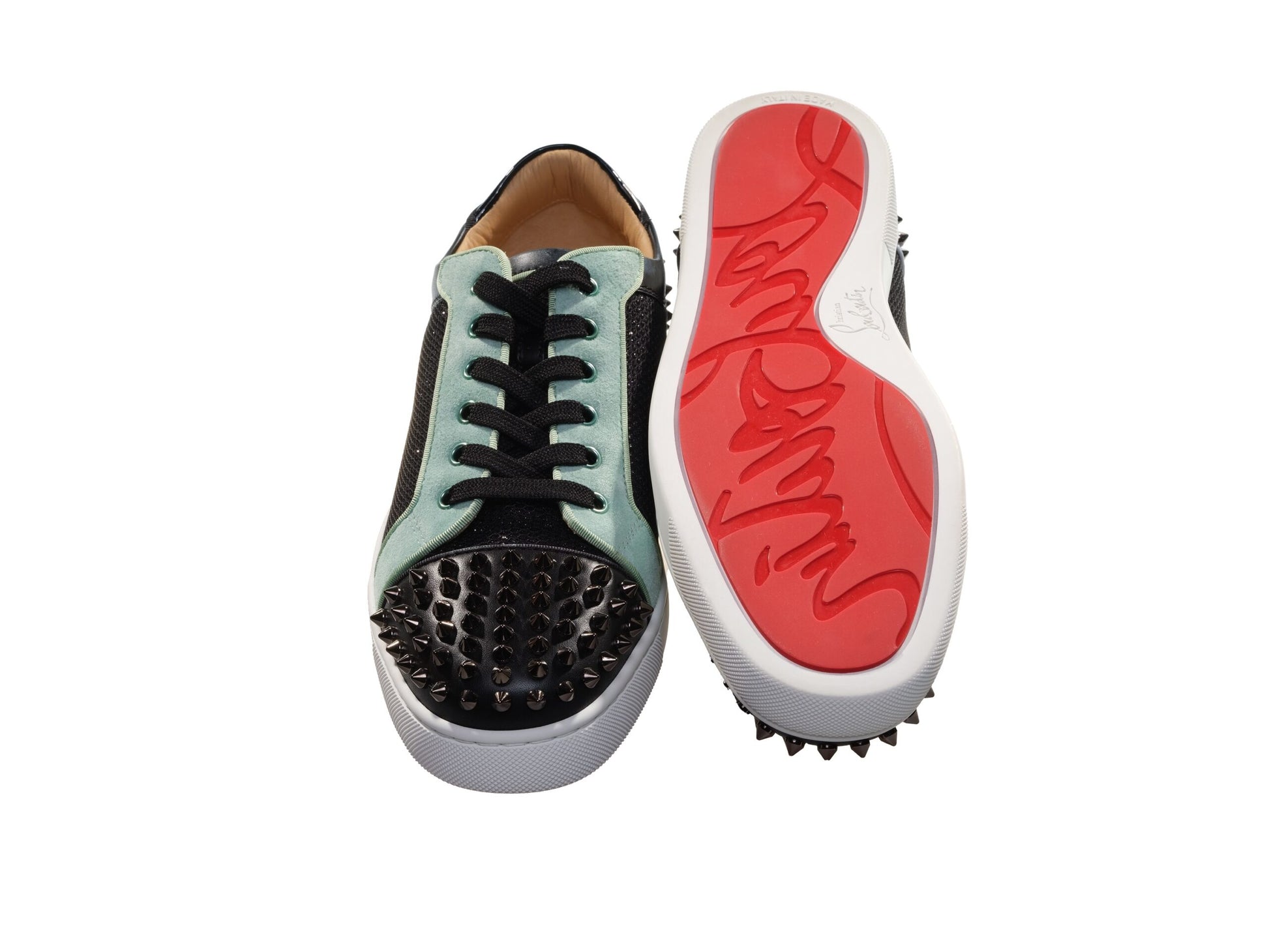 Christian Louboutin Seavaste Orlato Flat Low Top Contrast Colour Studded Sneakers