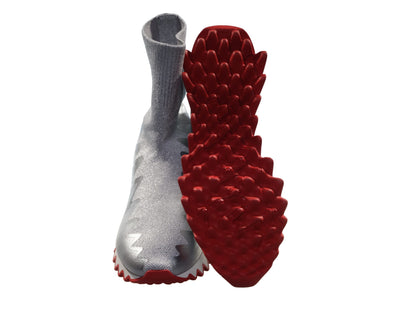 Christian Louboutin Sharky Sock Flat Silver Maille Lurex Sneakers