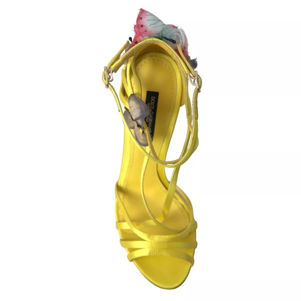 Dolce & Gabbana Yellow Butterfly Applique Sandals Shoes