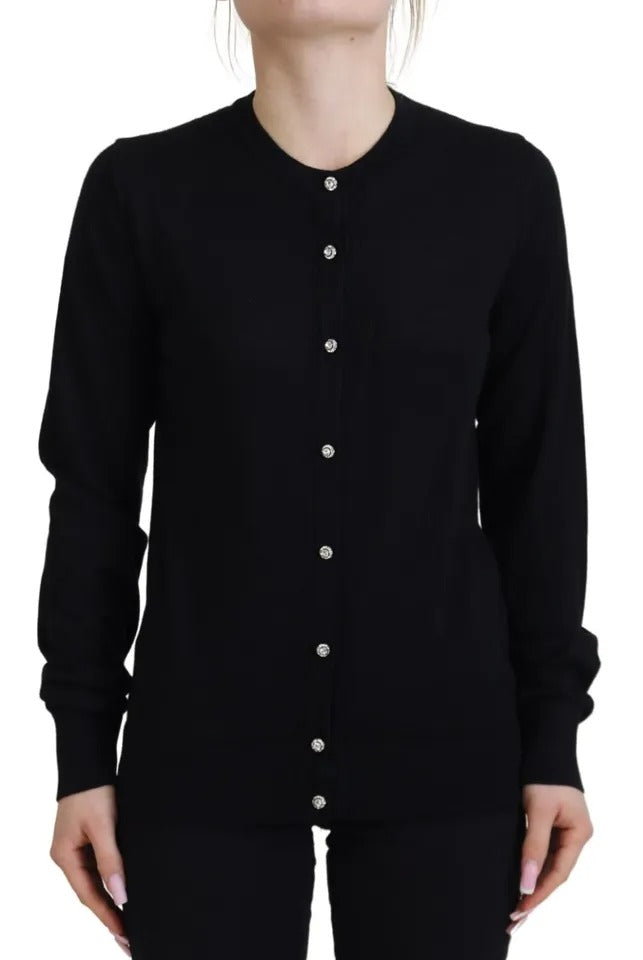 Dolce & Gabbana Black Button Down Cardigan Cashmere Sweater